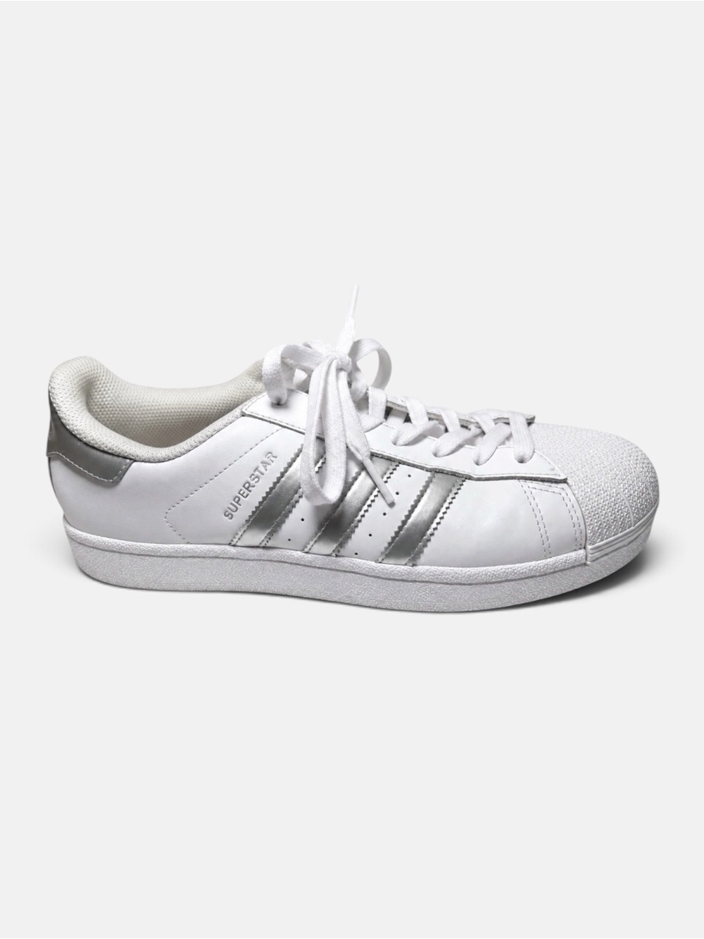 NEVER WORN - RARE: Adidas Superstar White Silver Metallic | Size 10W
